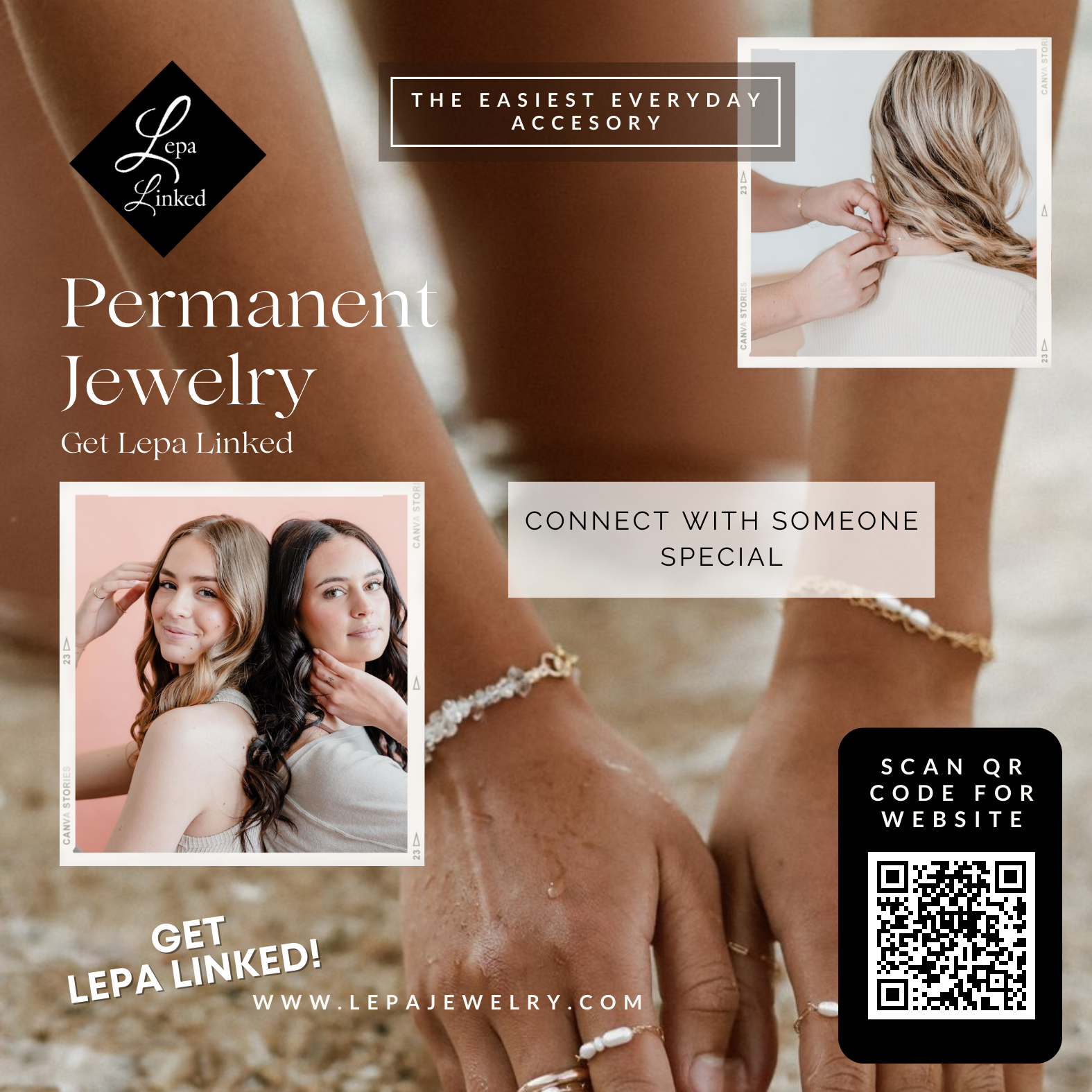 The front cover of a flyer created by Empower Communications in Benton, KY for jewelry store Lepa Linked in downtown paducah, Kentucky for their permanent jewelry business.